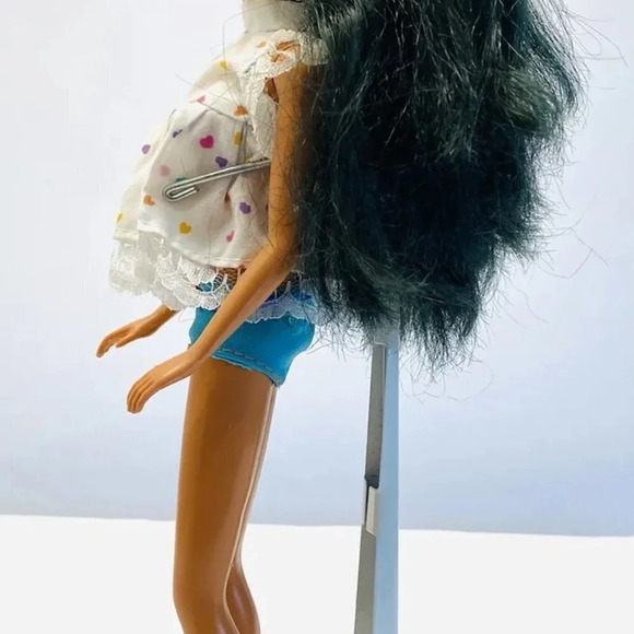 MATTEL BARBIE Asian Doll Long Black Hair Brown Eyes Two Piece Outfit 12" Tall - Picture 3 of 11